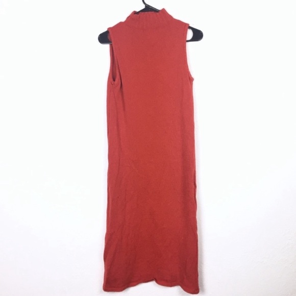 Vintage orange boho mock neck midi sweater dress minimalist - Picture 1 of 5